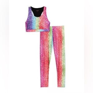 Terez New York Girls' Rainbow Glitter Sports Bra & Leggings Set Size 6X